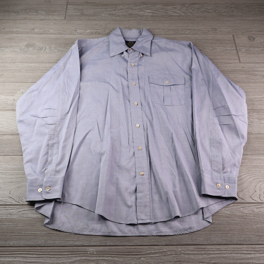 Willis & Geiger Safari Oxford Poplin Work Shirt Vintage Men's 16/33 Khaki